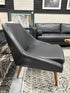 West Elm Black Leather Look Chair With Walnut Legs