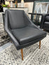 West Elm Black Leather Look Chair With Walnut Legs