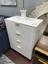 White 4 Door Chest With Zig Zag Patter Drawer Fronts Gold Legs Cabinet