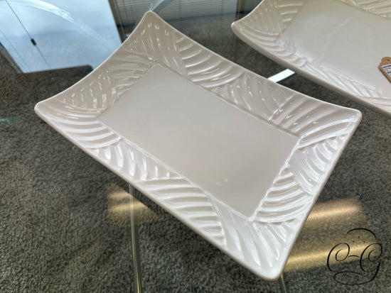 White Ceramic Tray With Raised Ends 14x9’’ Tray