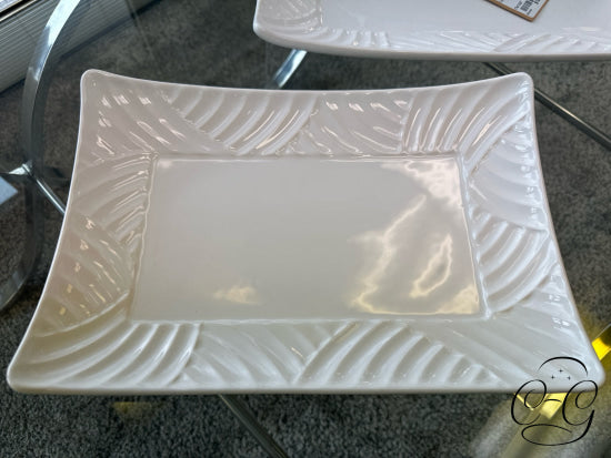 White Ceramic Tray With Raised Ends 14x9’’ Tray