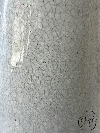 White Crackled Design Jug Style Vase Home Decor