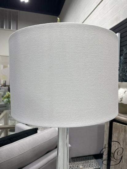 White Glass Tall Body Table Lamp With White Shade 15x33’’ Table Lamp
