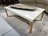 White Metal Coffee Table With Light Wood Base