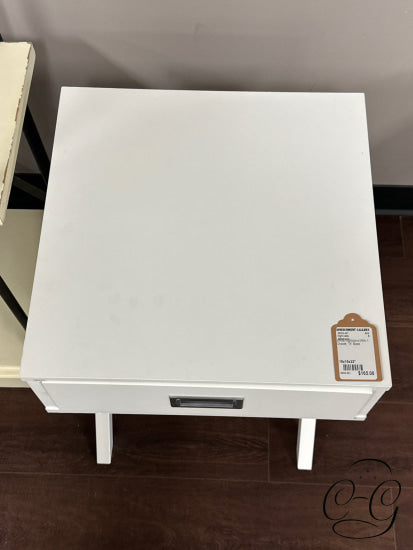 White Nightstand With 1 Drawer ’X’ Base Night-Table
