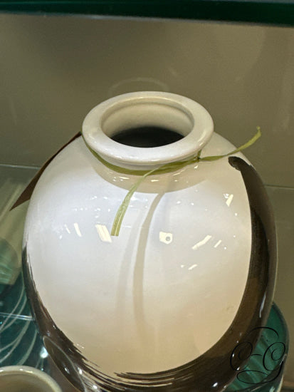 White With Black Paint Swipes Ceramic Vase