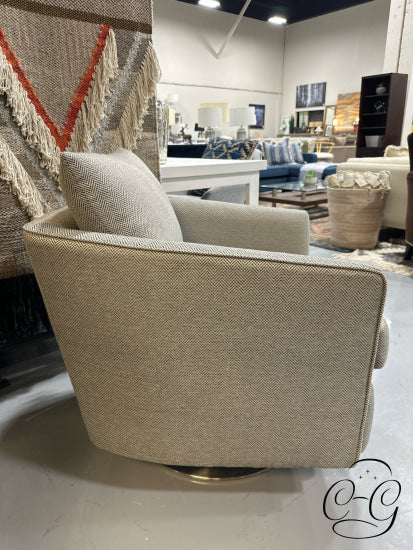Whittaker Grey Chevron Pattern Swivel Chair W/Matte Finish Round Steel Base