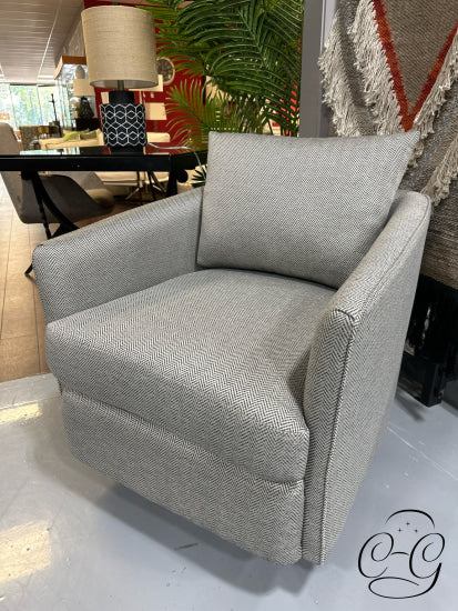 Whittaker Grey Chevron Pattern Swivel Chair W/Matte Finish Round Steel Base