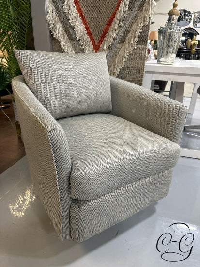 Whittaker Grey Chevron Pattern Swivel Chair W/Matte Finish Round Steel Base