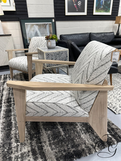 Whittington Grey & White Arm Chair With Light Wood Arms/Back