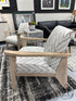 Whittington Grey & White Arm Chair With Light Wood Arms/Back