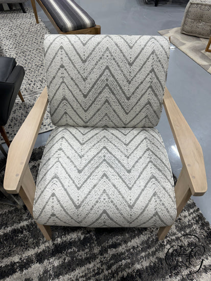Whittington Grey & White Arm Chair With Light Wood Arms/Back