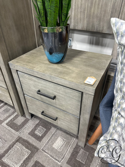Wire Brushed Grey 2 Drawer Nightstand Night-Table