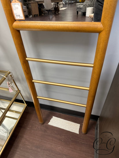 Wood Ladder With Mirror Gold Metal Detailing Home Decor
