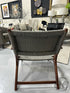 Woven Dark Grey Fabric Seat/Back Arm Chair W/Walnut Finish Frame