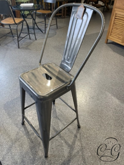 Brushed Silver Metal Counter Stool Height