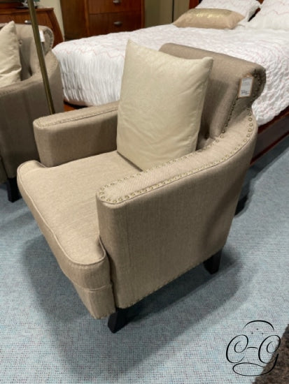 George Light Brown Fabric Accent Chair