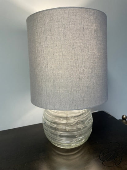 Round Textured Glass Base Table Lamp