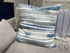 Square Down Filled Blue Abstract Design On Cream Toss Pillow