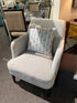 Square Grey/white Toss Pillow With Blue Polka Dots