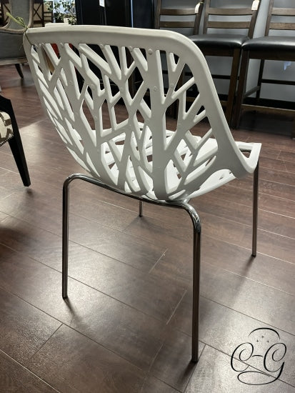 White Plastic Cut Out Design Accent Chair